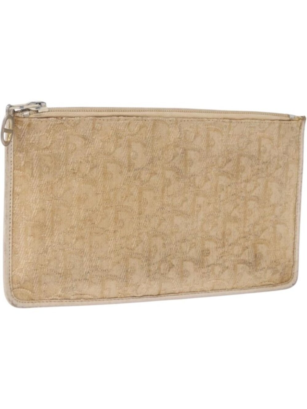 Christian Dior Trotter Canvas Pouch Beige Gold